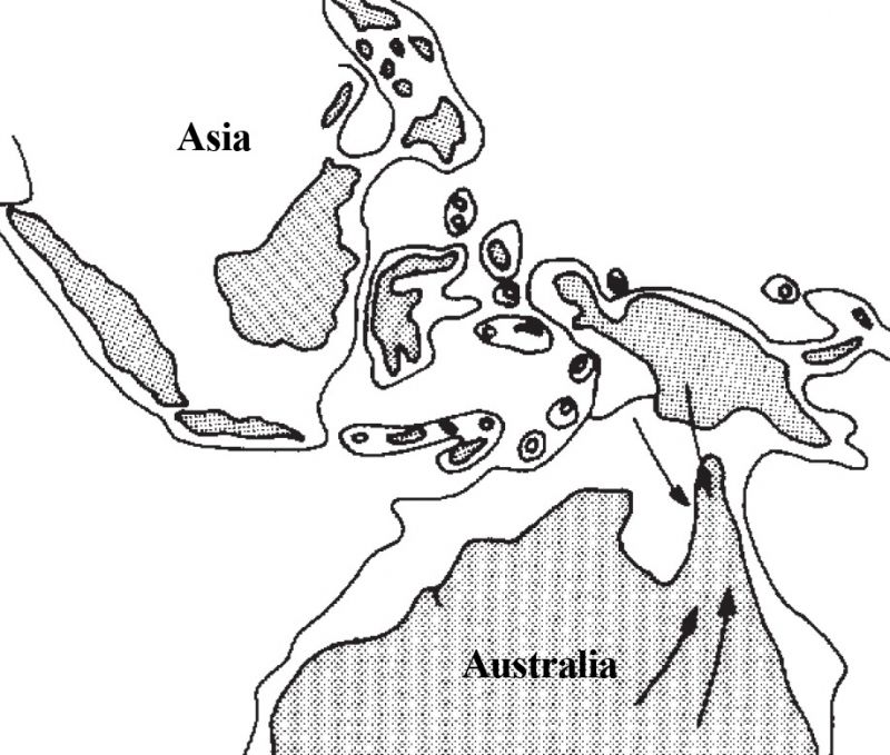 Map of Australian and Eurasia plate collision.